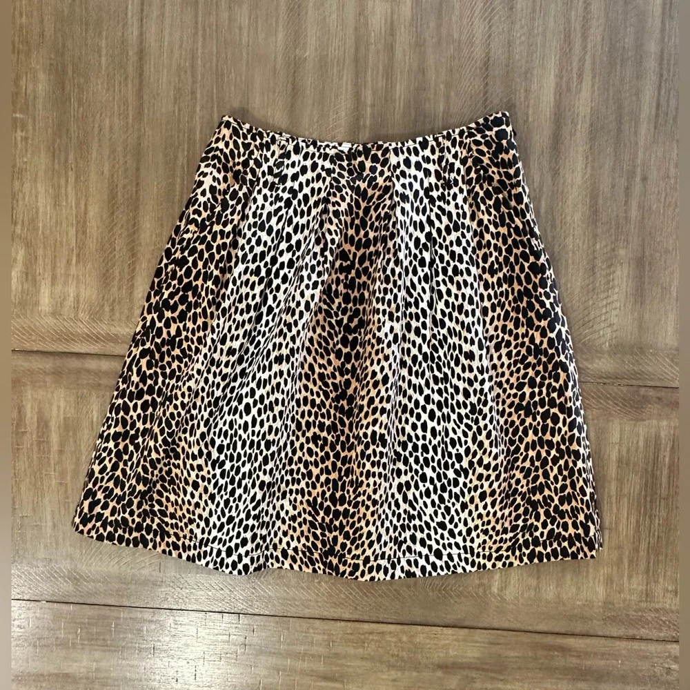 White House Black Market Leopard Animal Print Full Skirt Pockets Size 2 NWT